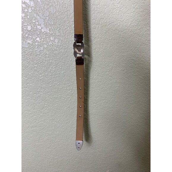 Brown  Genuine Leather Snakeprint Belt With Medal Rose Detailing - Picture 11 of 12